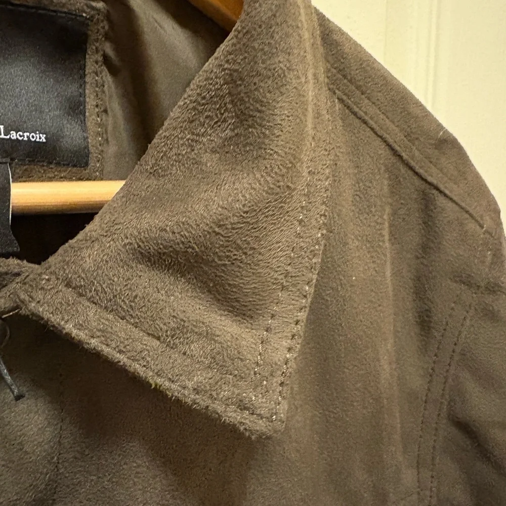 CXL by Christian Lacroix Men’s Faux Suede Brown Snap-Front Jacket Size Large NWT - Picture 7 of 14